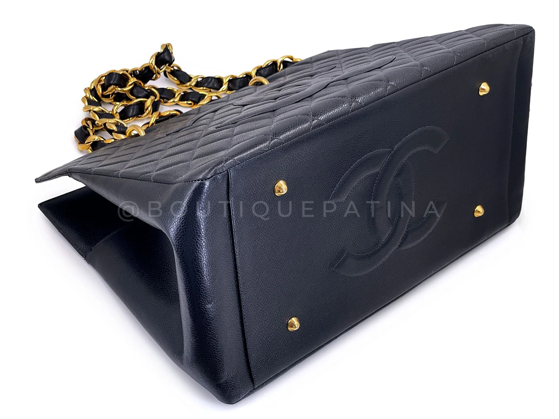 Rare Chanel 1996 Vintage Black Caviar Chunky Chain "OG" GST Tote Bag 24k GHW SLL - Image 7