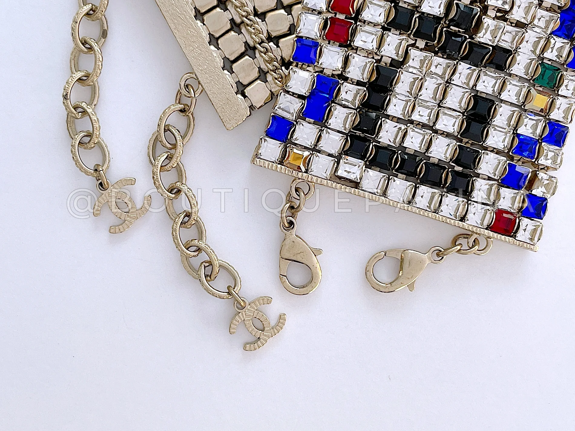 Rare Chanel 19A Egypt Crystal Mesh Rainbow Strass Bracelet Multicolor Paris-New York 466 - Image 3