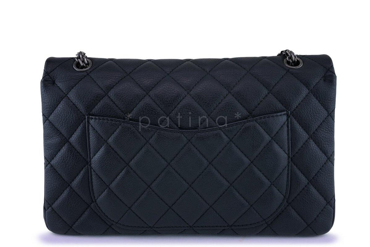 Rare Chanel Black 227 Chevre Goatskin Large Classic Reissue 2.55 Flap Bag - Image 5