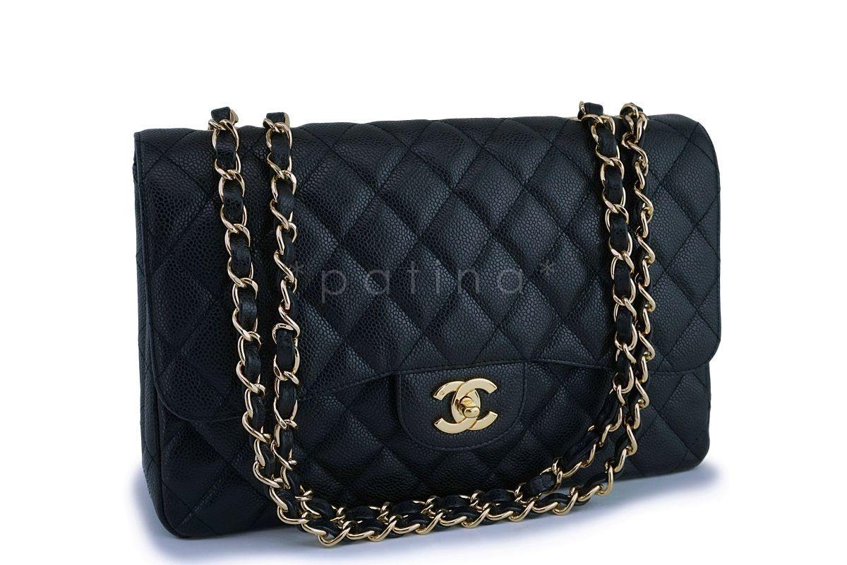 *rare* Chanel Black Caviar Classic Jumbo Flap Bag 24k GHW - Image 2
