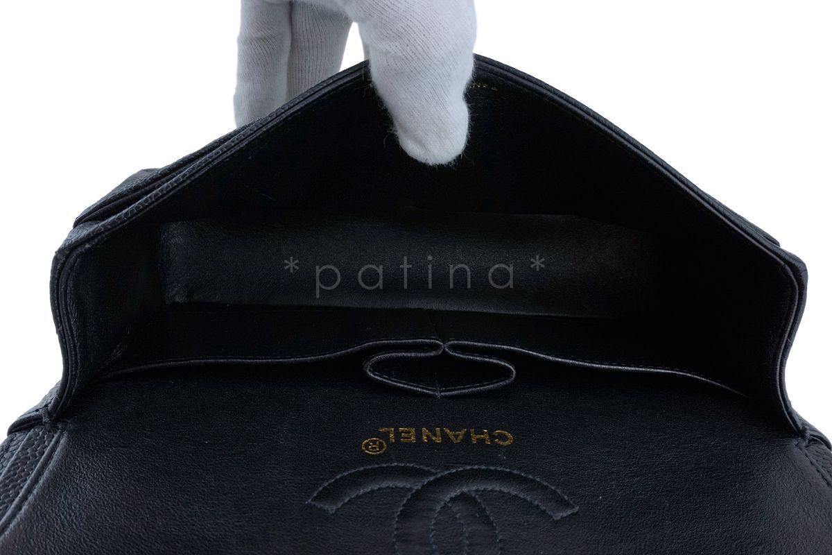 Rare Chanel Black Caviar Small Classic Double Flap Bag GHW 24k GHW - Image 10