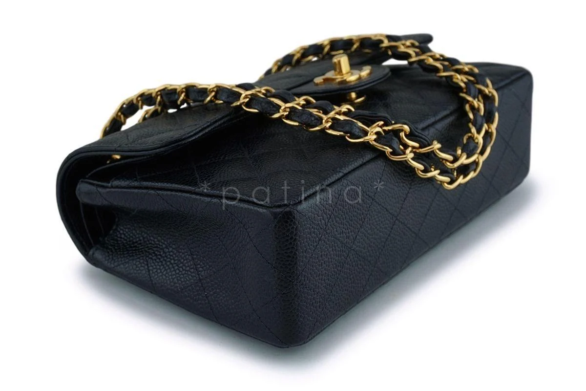 Rare Chanel Black Caviar Small Classic Double Flap Bag GHW 24k GHW - Image 7