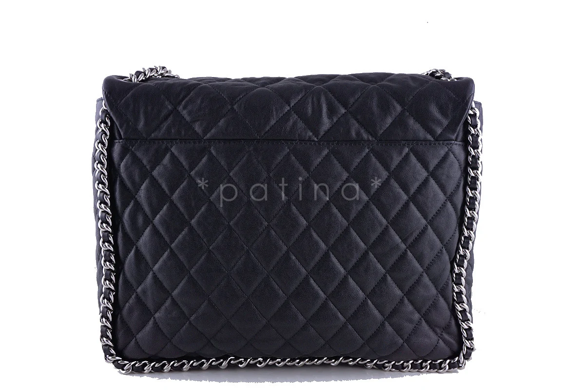 Rare Chanel Black Chain Around Maxi Luxe Flap Bag - Image 4