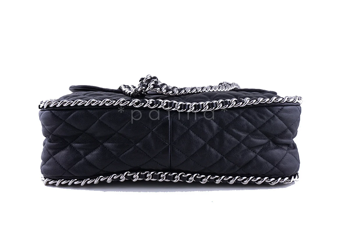Rare Chanel Black Chain Around Maxi Luxe Flap Bag - Image 5