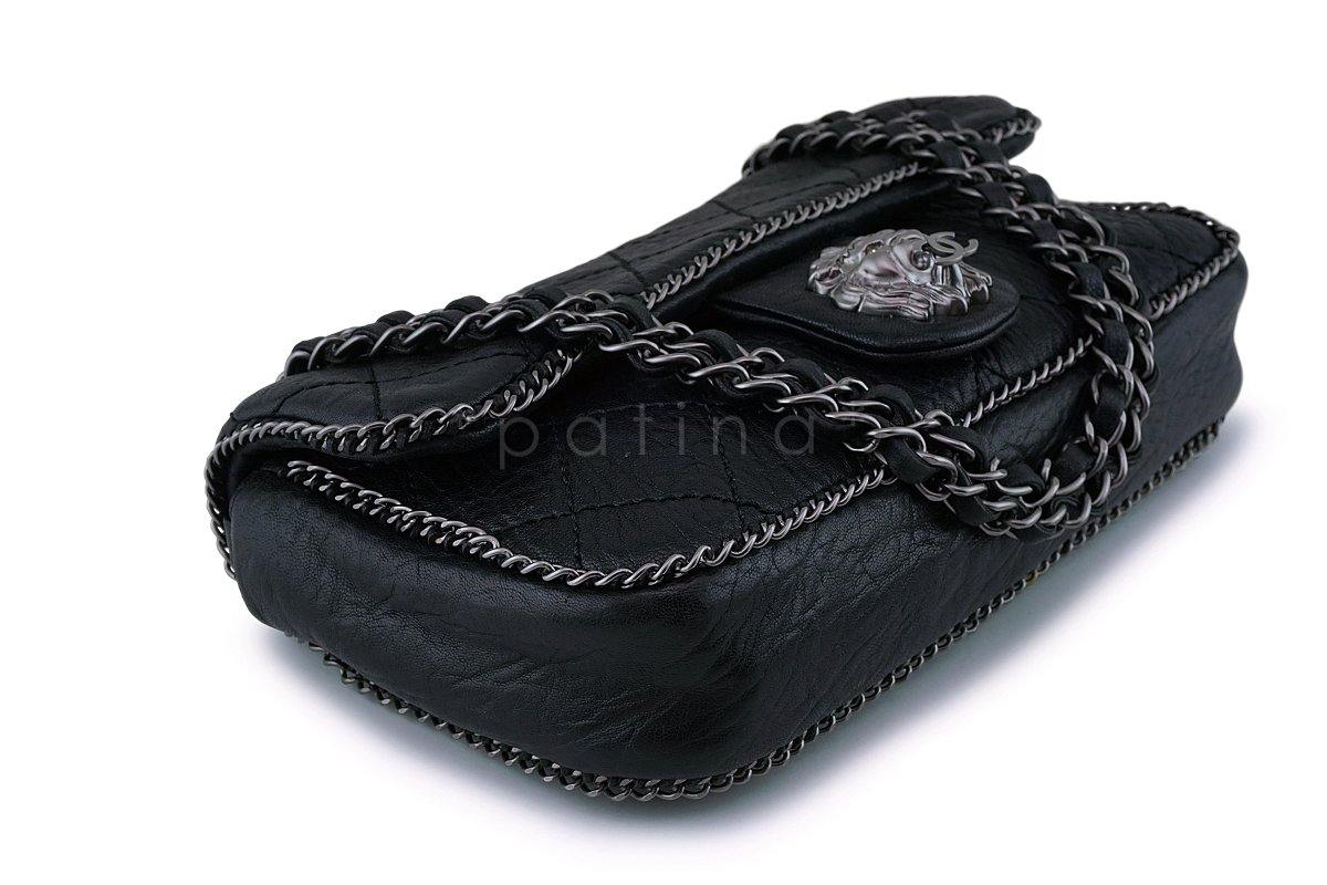 Rare Chanel Black Leo the Lionhead Pebbled Quilted Flap Bag RHW - Image 7