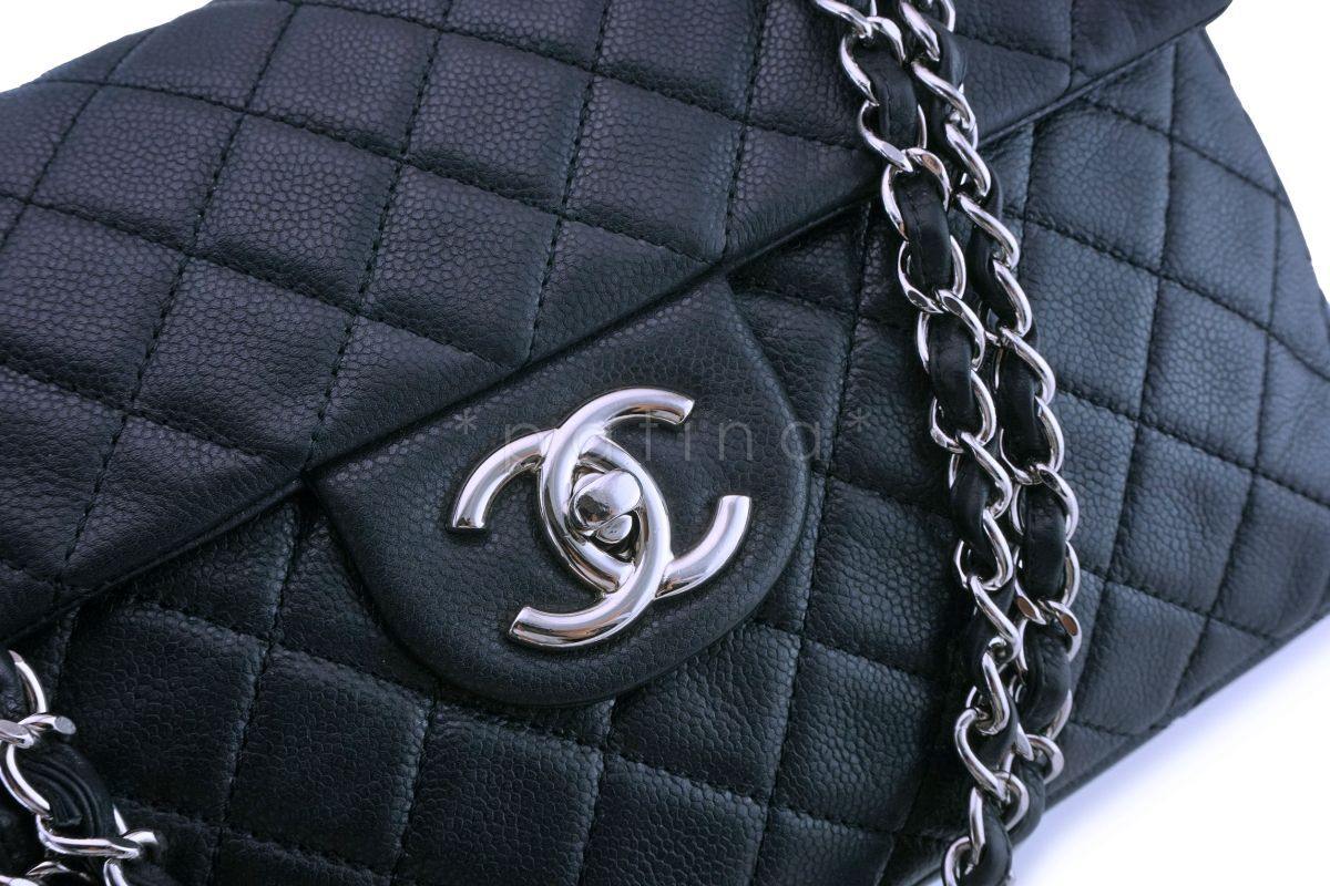 Rare Chanel Black Soft Caviar Maxi "Jumbo XL" Classic Double Flap Bag SHW - Image 8