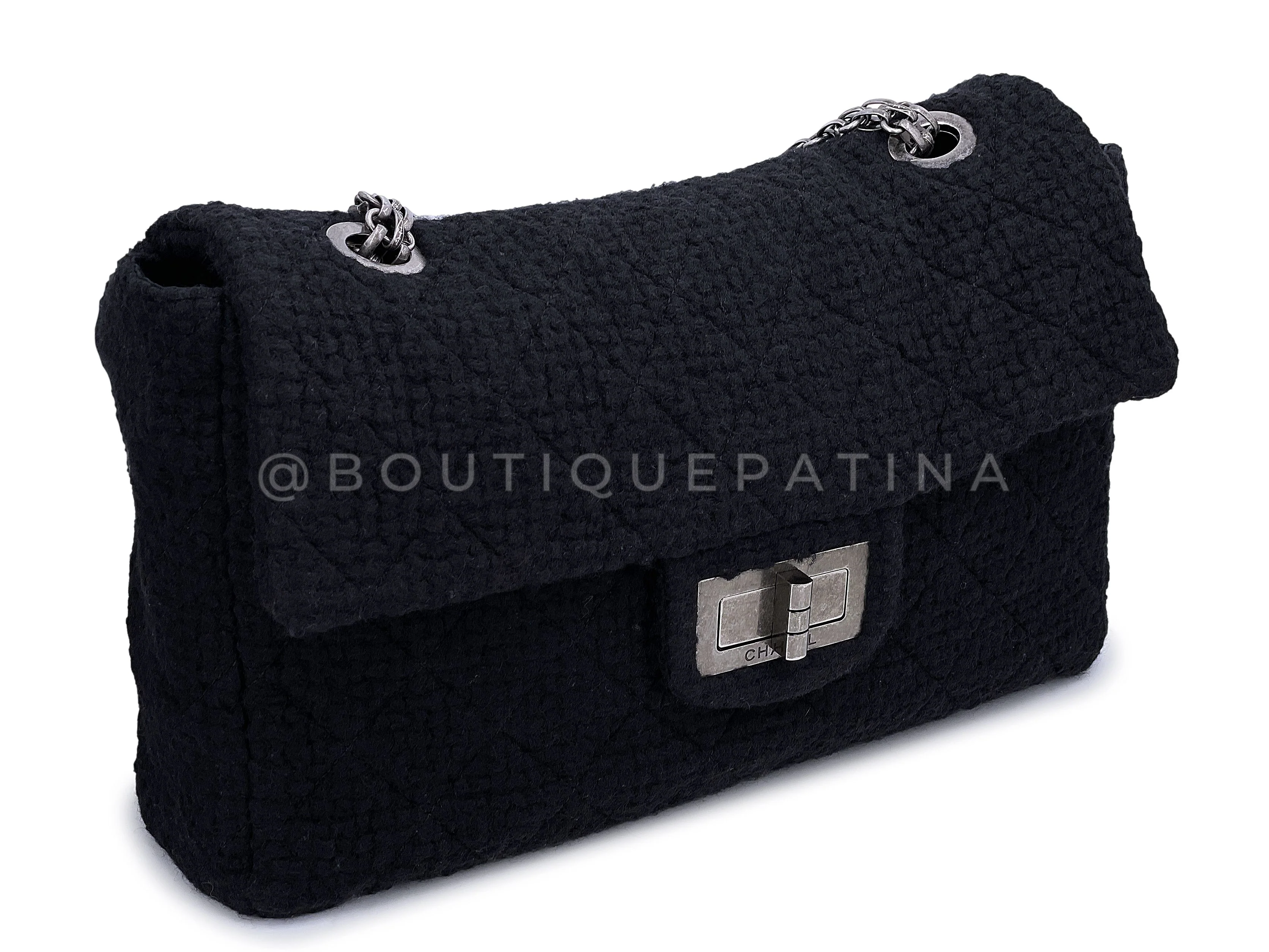 Rare Chanel Black Tweed XXL Supermodel Reissue Flap Bag Weekender RHW 2009 TNR - Image 3