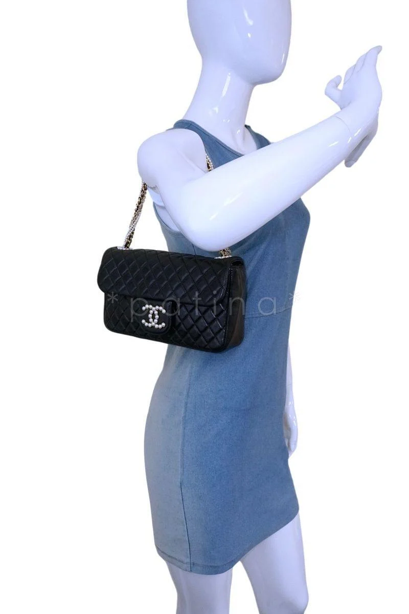 Rare Chanel Black Westminster Pearl Classic Flap Bag - Image 14
