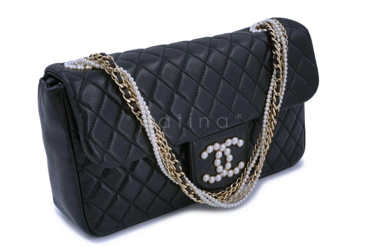 Rare Chanel Black Westminster Pearl Classic Flap Bag - Image 2