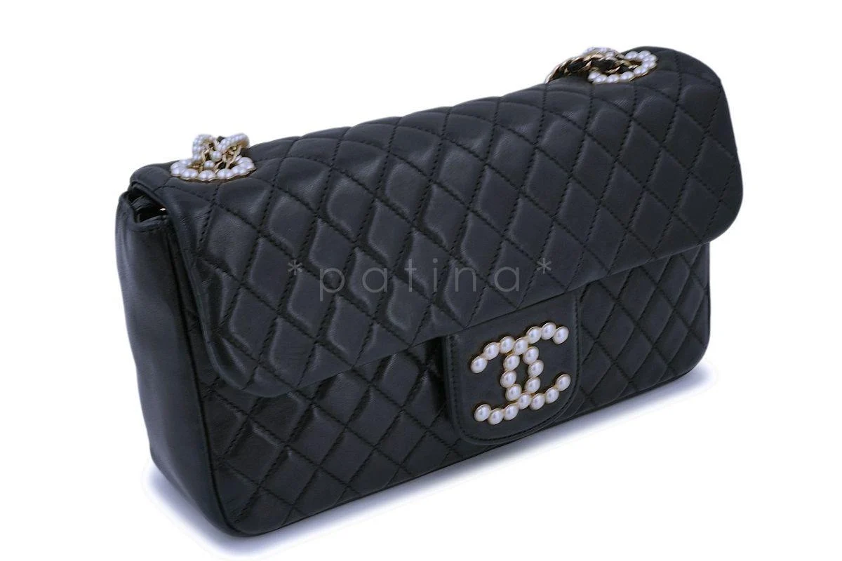 Rare Chanel Black Westminster Pearl Classic Flap Bag - Image 3