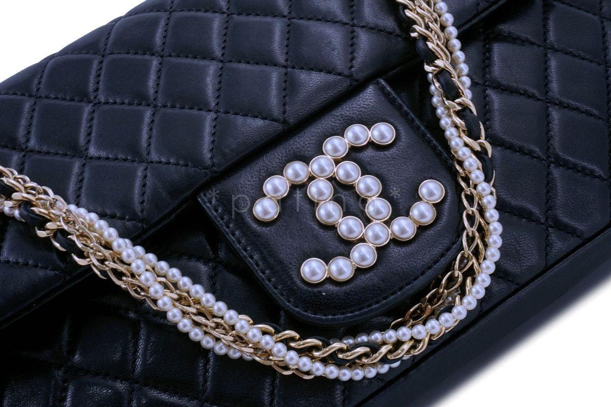 Rare Chanel Black Westminster Pearl Classic Flap Bag - Image 8