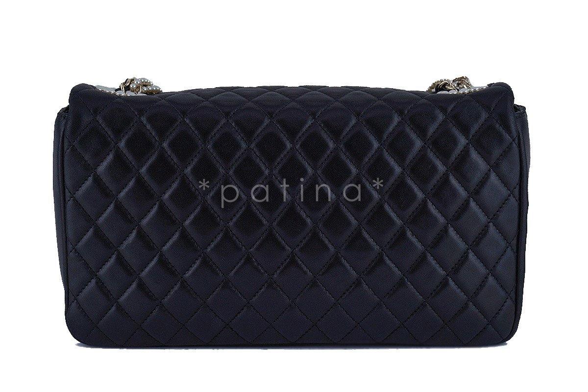 Rare Chanel Black Westminster Pearl Classic Quilted Flap Bag - Image 5
