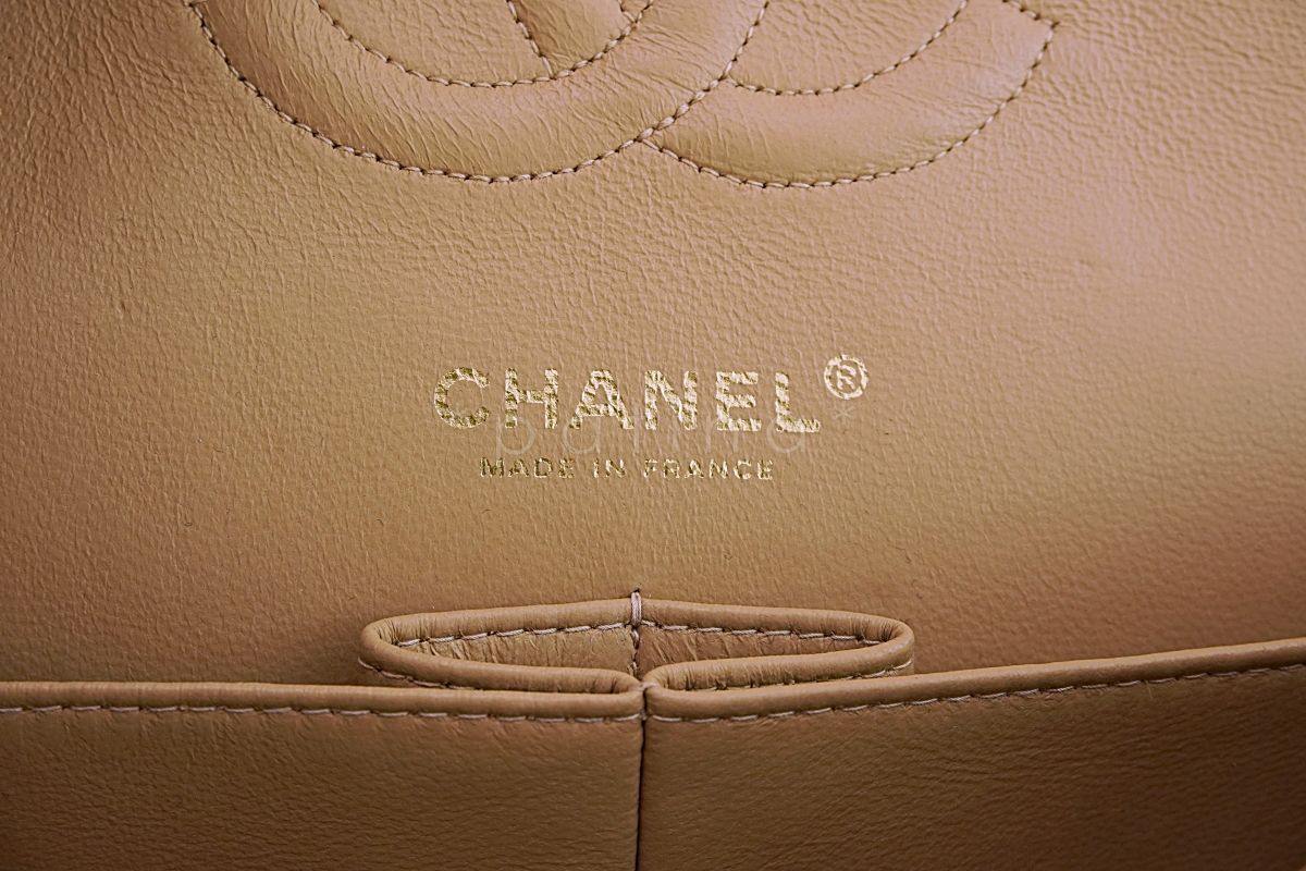 *rare* Chanel Camel Beige Caviar Medium Classic Double Flap Bag 24k GHW - Image 11