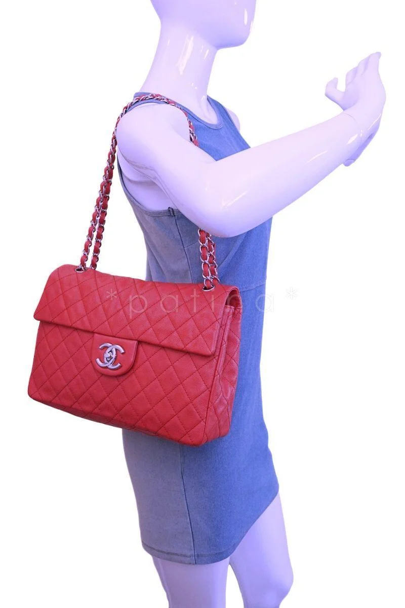 Rare Chanel Fuchsia Pink Soft Caviar Maxi Classic Flap Bag SHW - Image 14