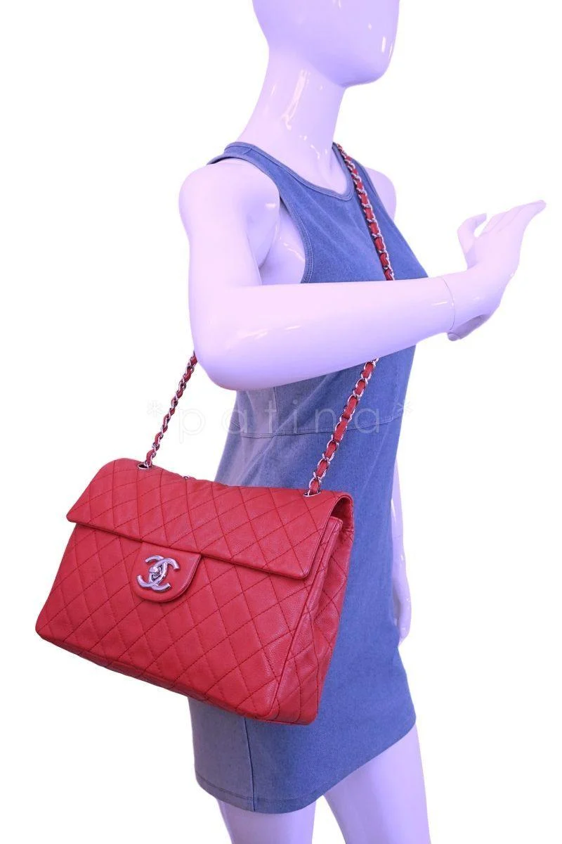 Rare Chanel Fuchsia Pink Soft Caviar Maxi Classic Flap Bag SHW - Image 15