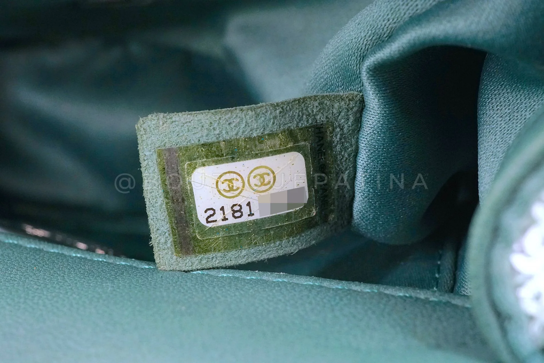 Rare Chanel Mermaid Green Sequins Mini Flap Bag Etched CC SHW KMD - Image 13