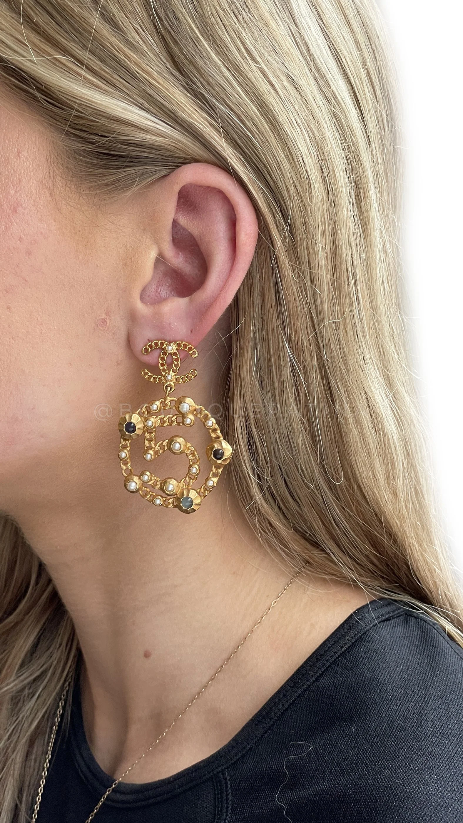 Rare Chanel Runway "5" Dangle CC Logo Earrings - Image 4