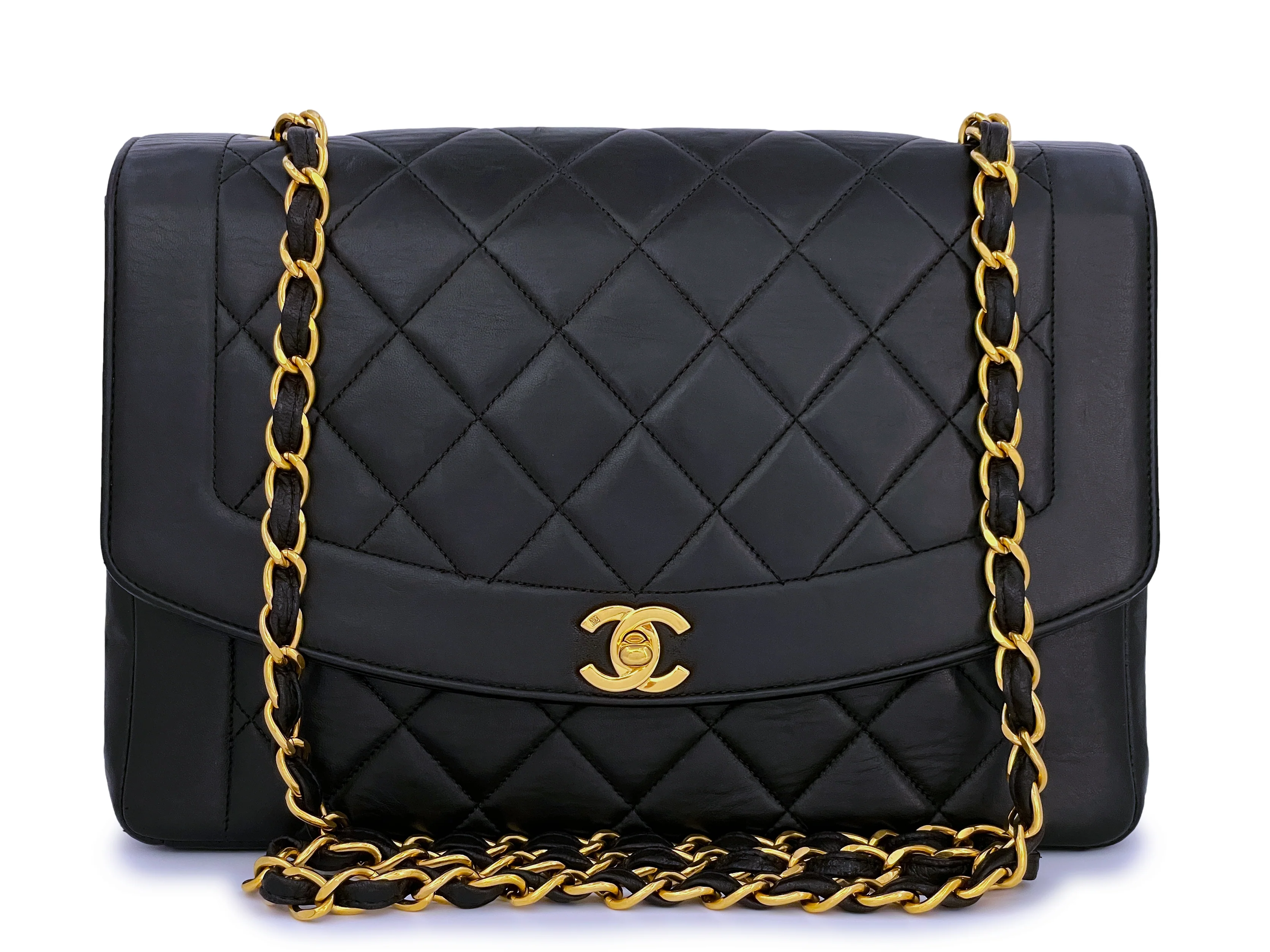 Rare Chanel Vintage 11in Large Diana Flap Bag 24k GHW