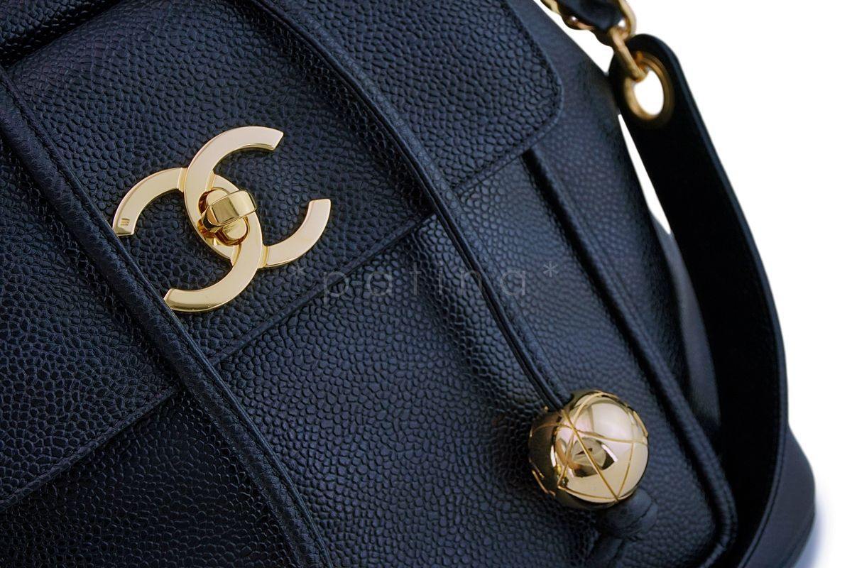 Rare Chanel Vintage Black Caviar Drawstring Bucket Bag 24k GHW - Image 7