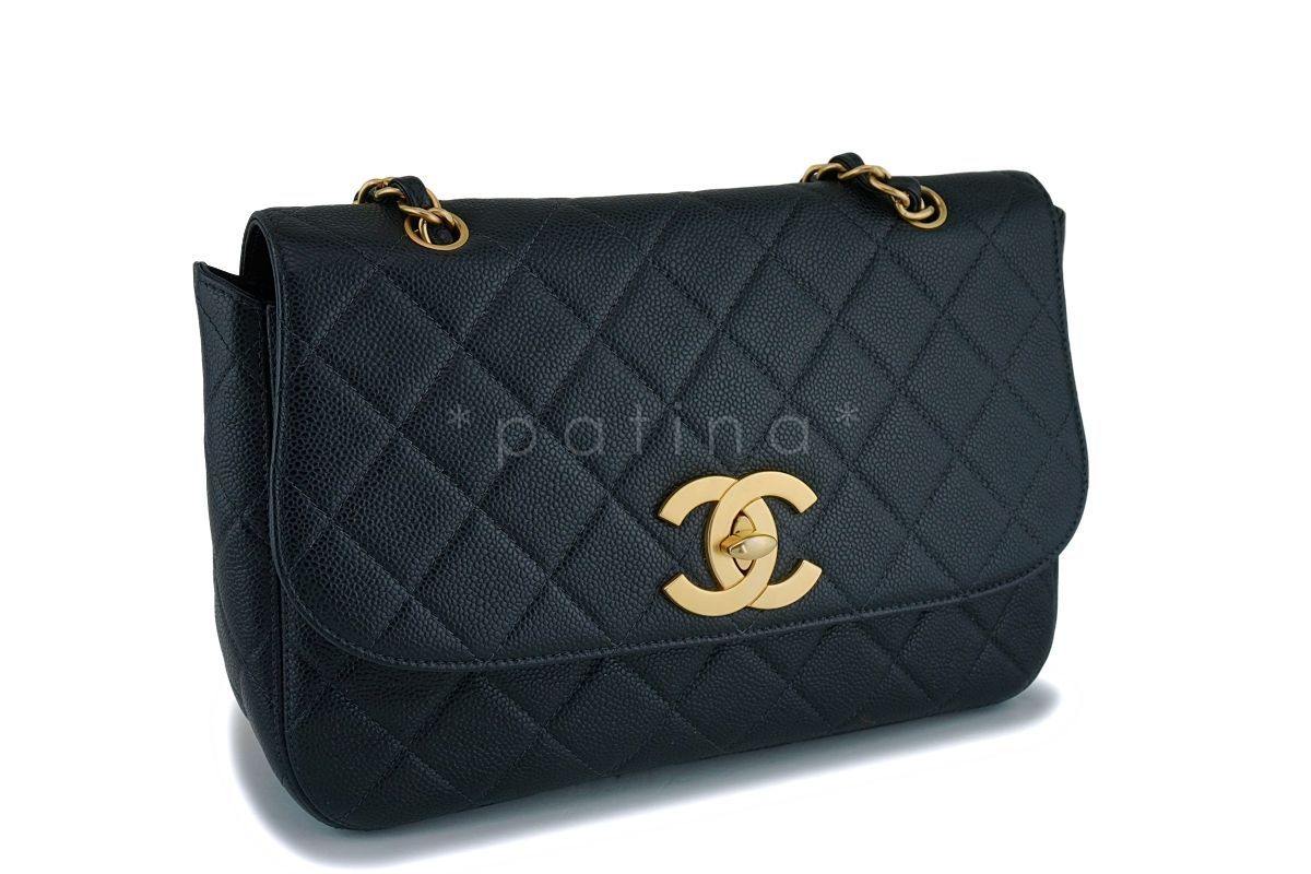 Rare Chanel Vintage Black Caviar Flap with Classic Jumbo CCs Bag GHW - Image 3