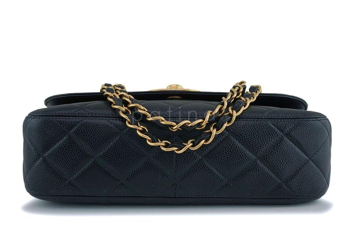 Rare Chanel Vintage Black Caviar Flap with Classic Jumbo CCs Bag GHW - Image 6