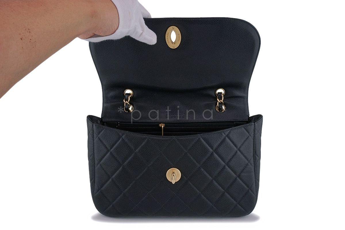 Rare Chanel Vintage Black Caviar Flap with Classic Jumbo CCs Bag GHW - Image 9