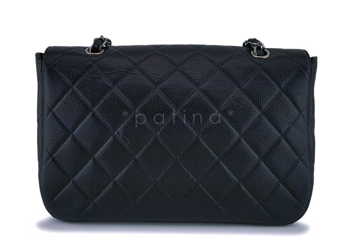 Rare Chanel Vintage Black Caviar Flap with Classic Jumbo CCs Bag RHW - Image 5