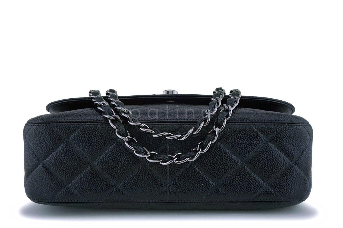 Rare Chanel Vintage Black Caviar Flap with Classic Jumbo CCs Bag RHW - Image 6