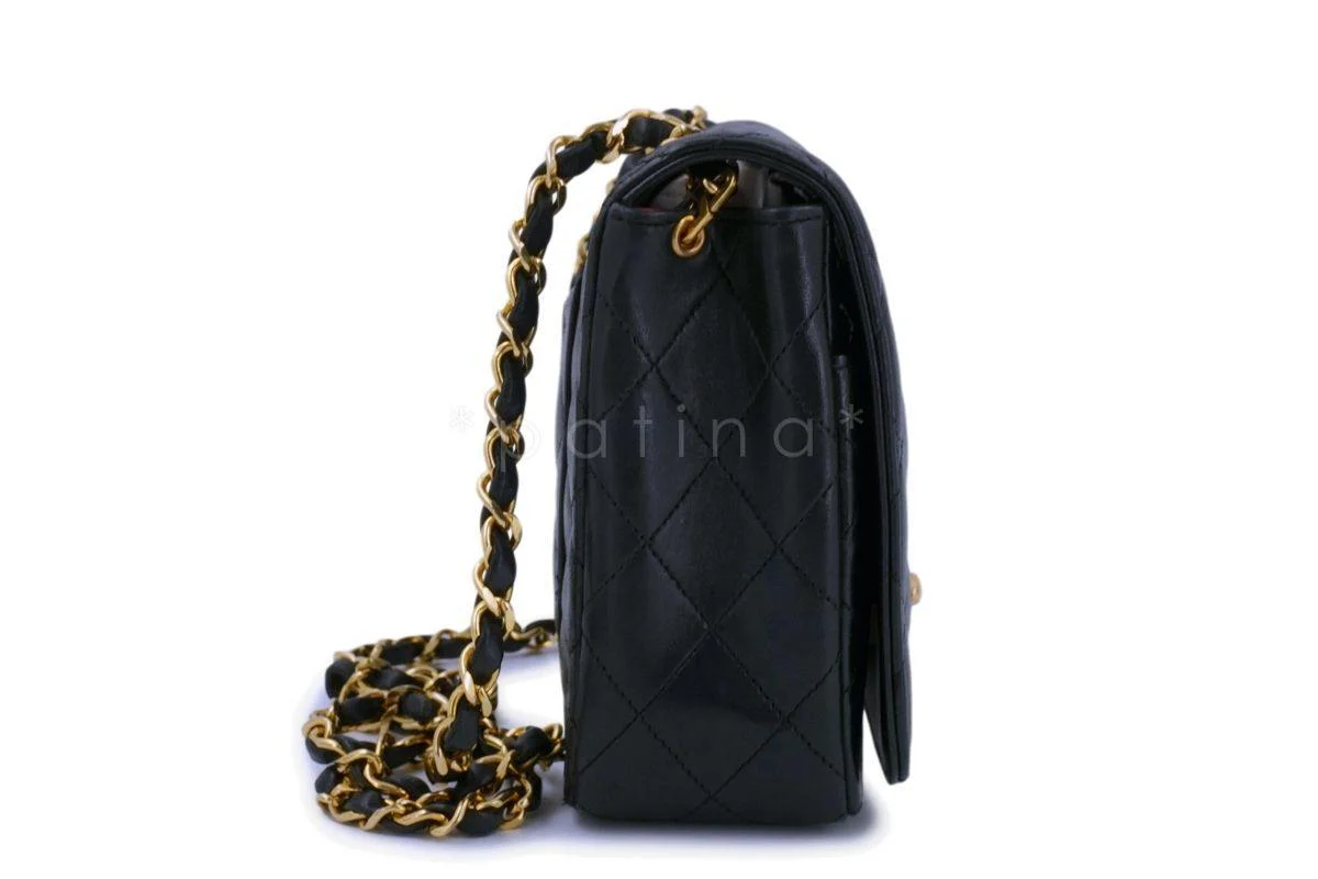 Rare Chanel Vintage Black Lambskin Full Flap Crossbody Bag 24k GHW - Image 4