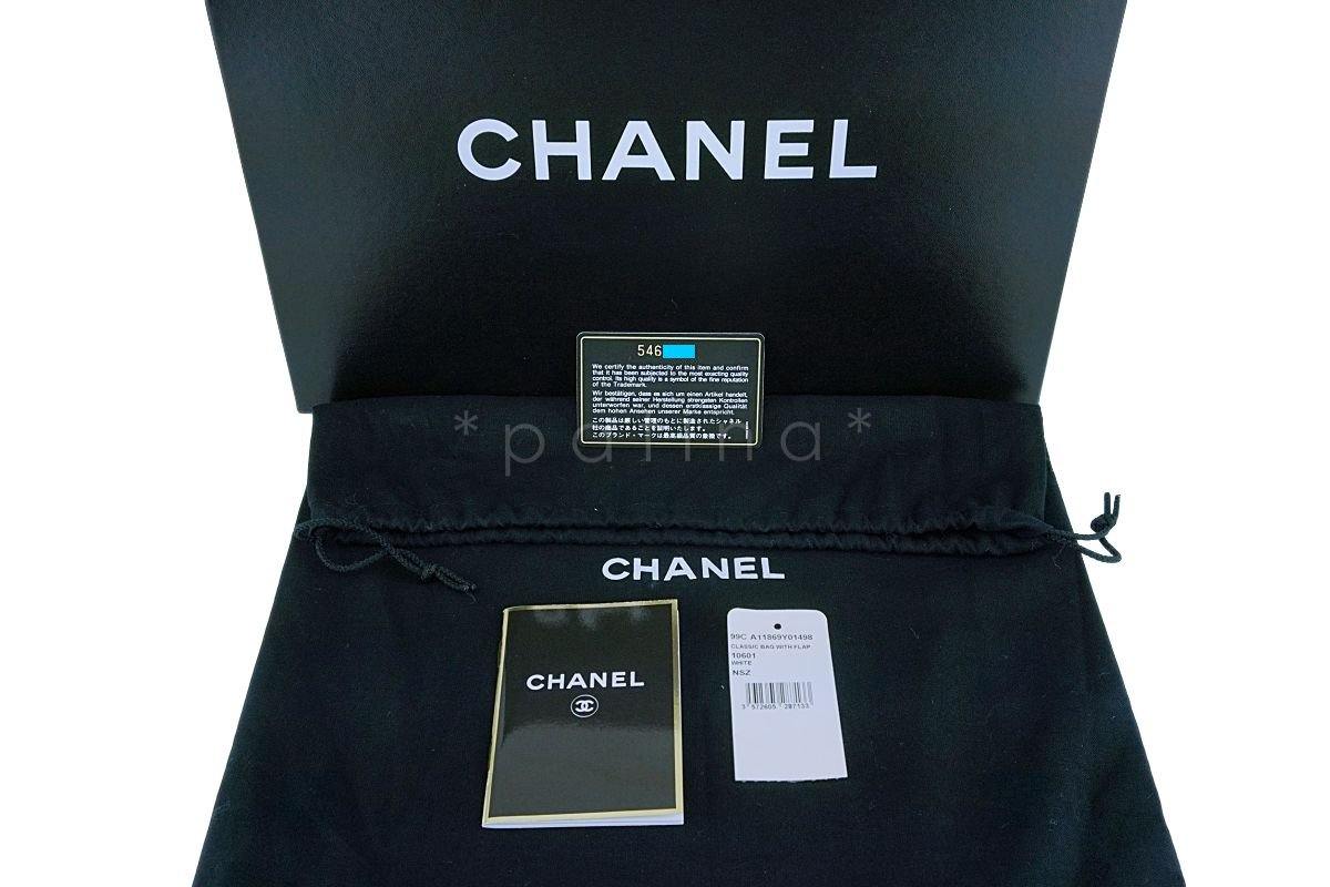 *rare* Chanel White Caviar Jumbo Classic Flap Bag 24k GHW - Image 14