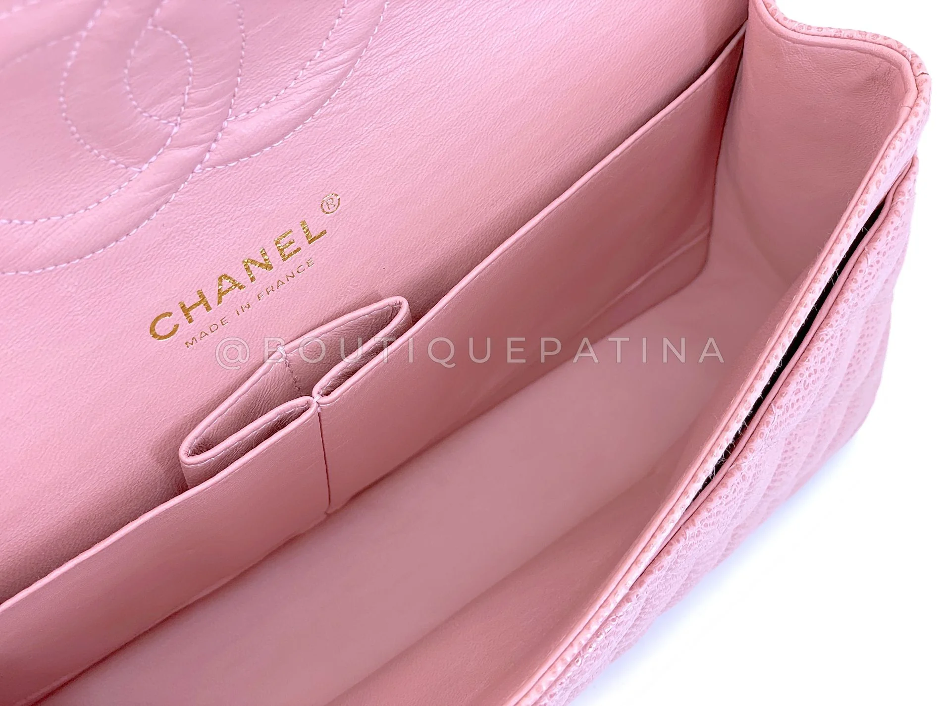 Rare New Chanel 2004 Vintage Pink Sakura Caviar Medium Classic Double Flap Bag 24k GHW BPI - Image 11