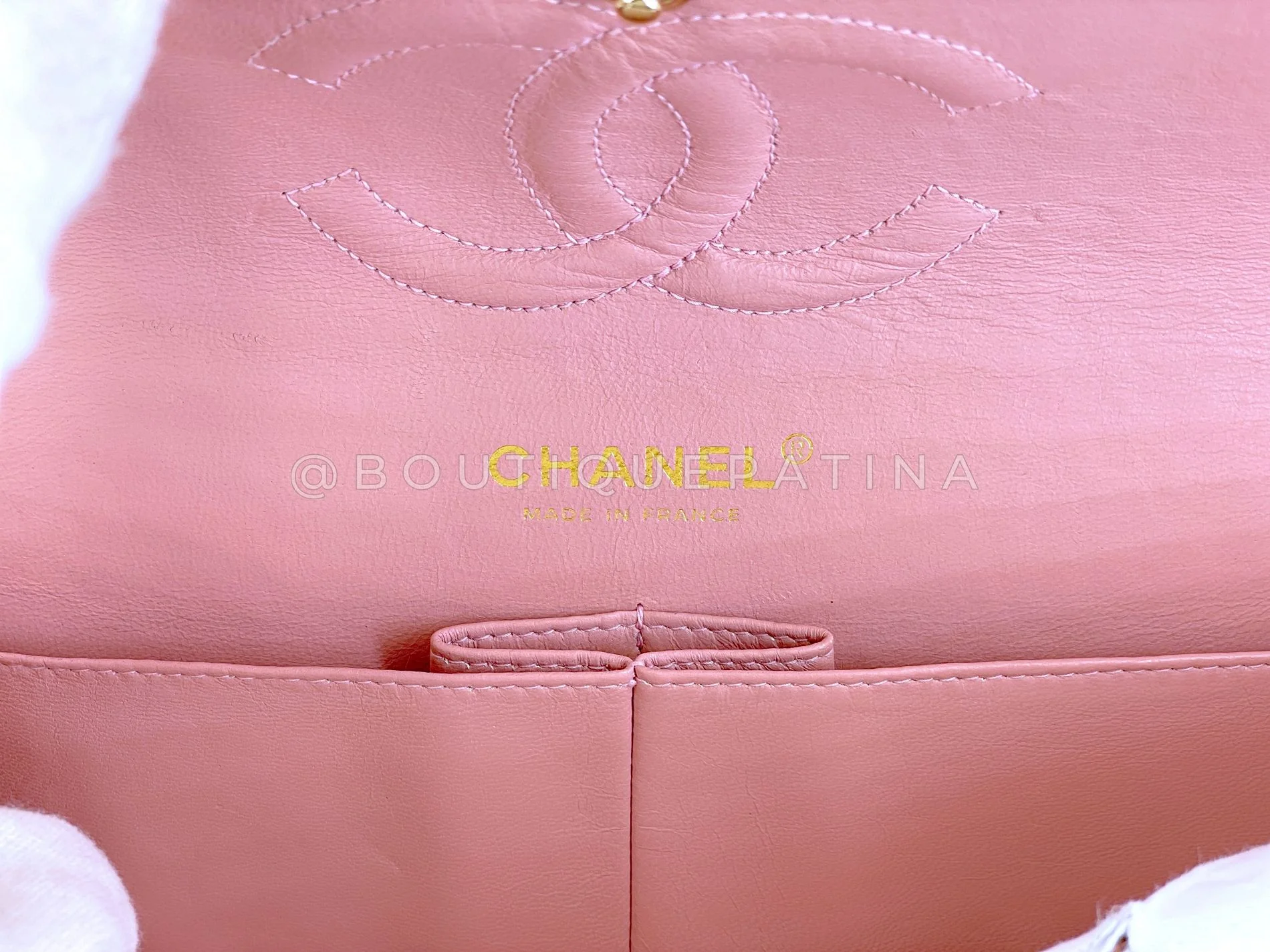 Rare New Chanel 2004 Vintage Pink Sakura Caviar Medium Classic Double Flap Bag 24k GHW BPI - Image 12