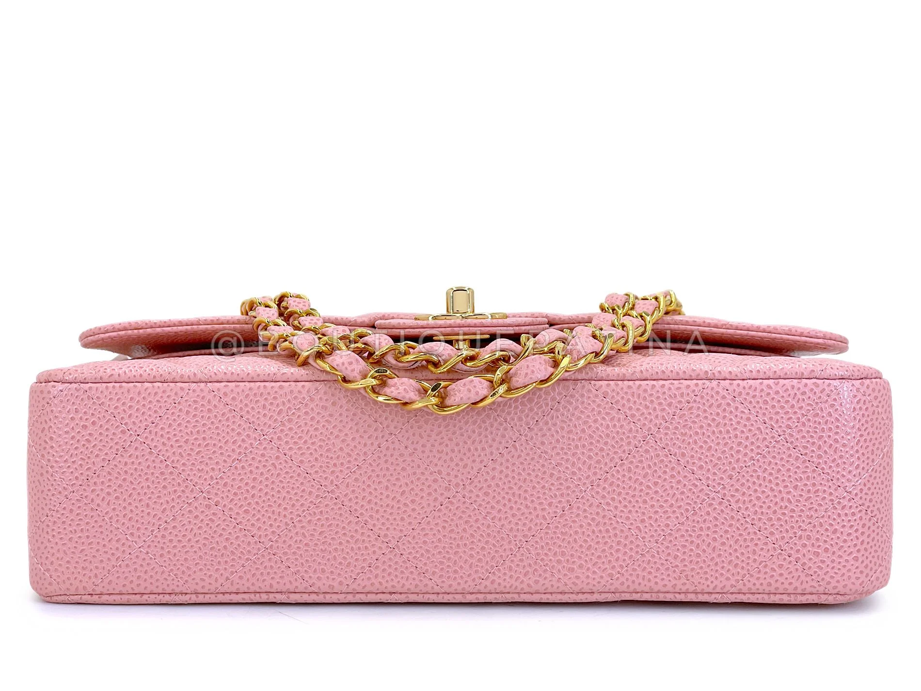 Rare New Chanel 2004 Vintage Pink Sakura Caviar Medium Classic Double Flap Bag 24k GHW BPI - Image 6