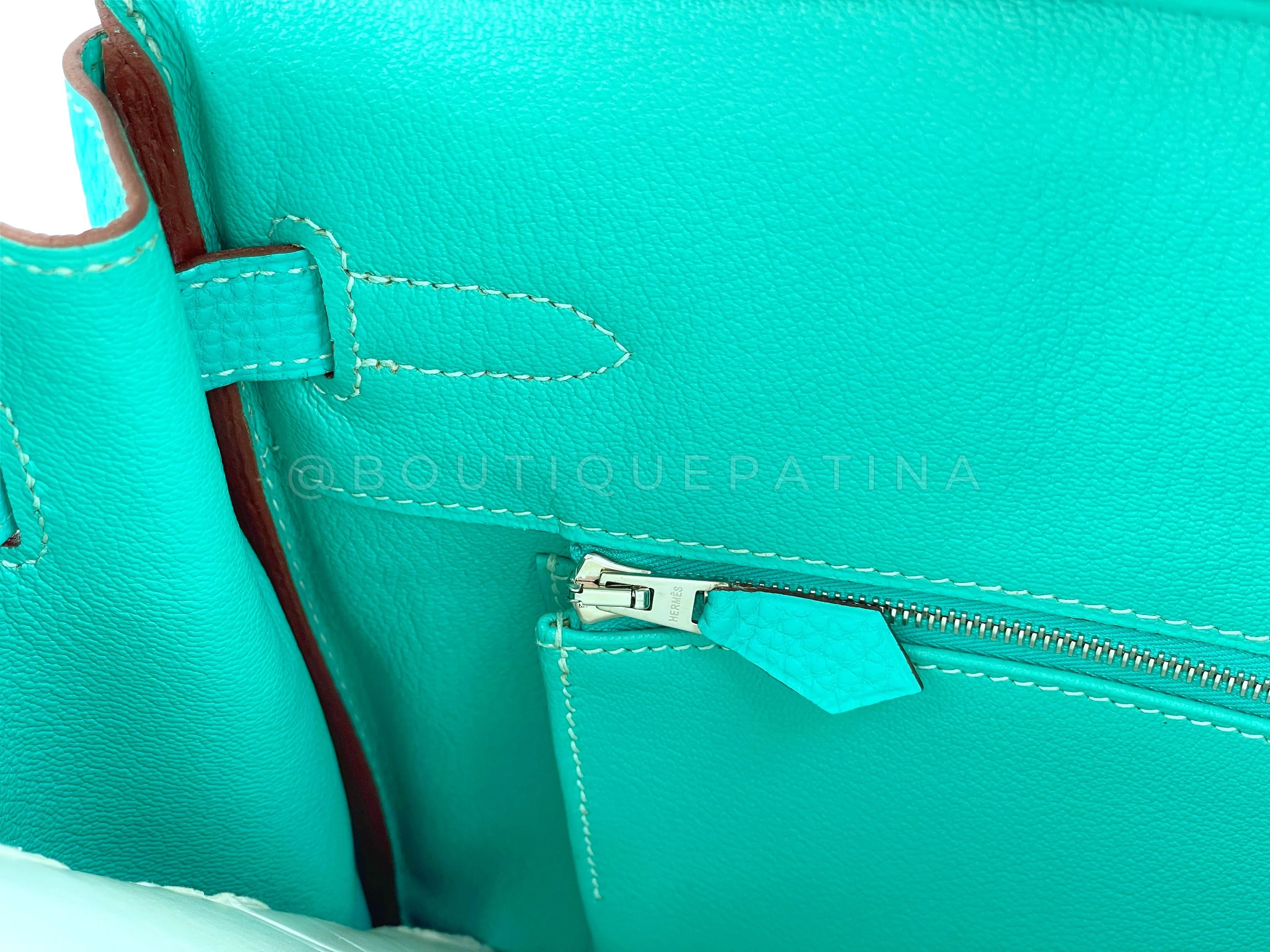 Rare Pristine 2008 Hermès Birkin 30 Blue Lagoon Togo Tote Bag PHW Bleu Lagon D6L - Image 17