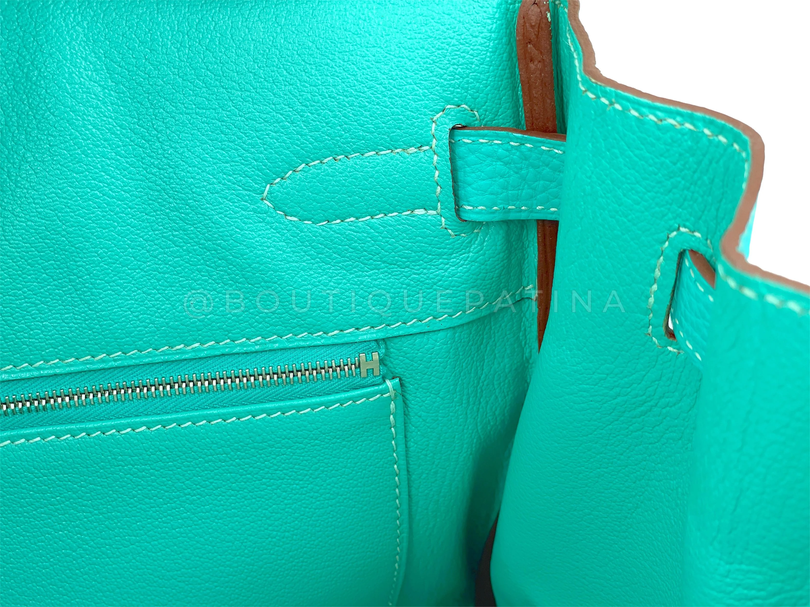 Rare Pristine 2008 Hermès Birkin 30 Blue Lagoon Togo Tote Bag PHW Bleu Lagon D6L - Image 18