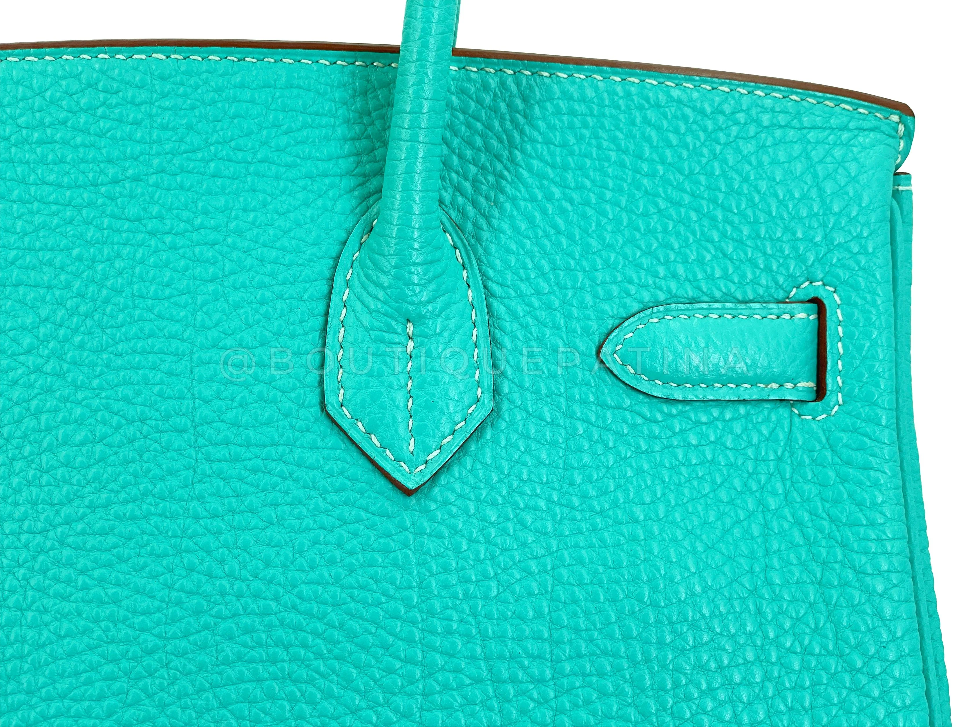 Rare Pristine 2008 Hermès Birkin 30 Blue Lagoon Togo Tote Bag PHW Bleu Lagon D6L - Image 7