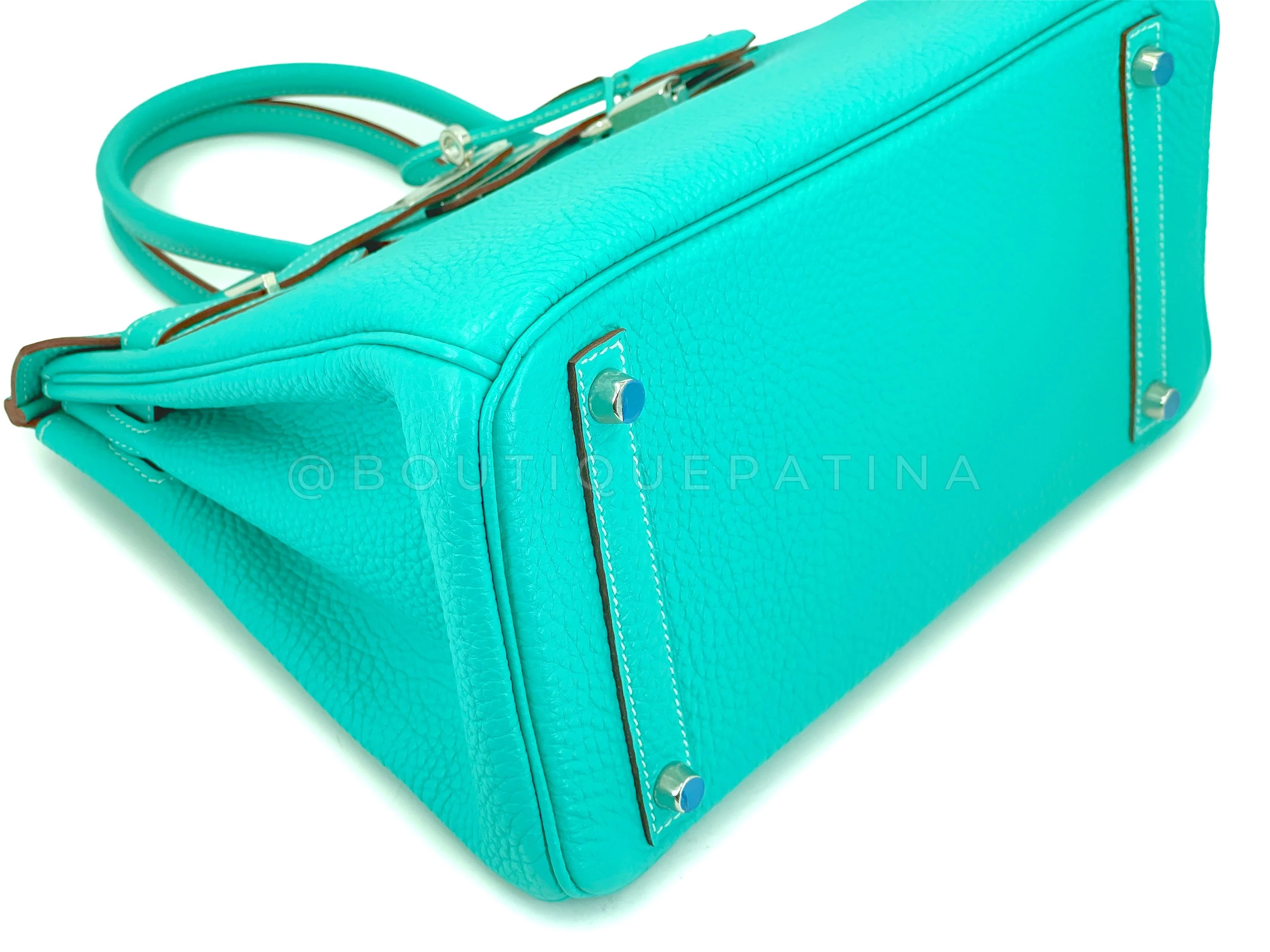 Rare Pristine 2008 Hermès Birkin 30 Blue Lagoon Togo Tote Bag PHW Bleu Lagon D6L - Image 9