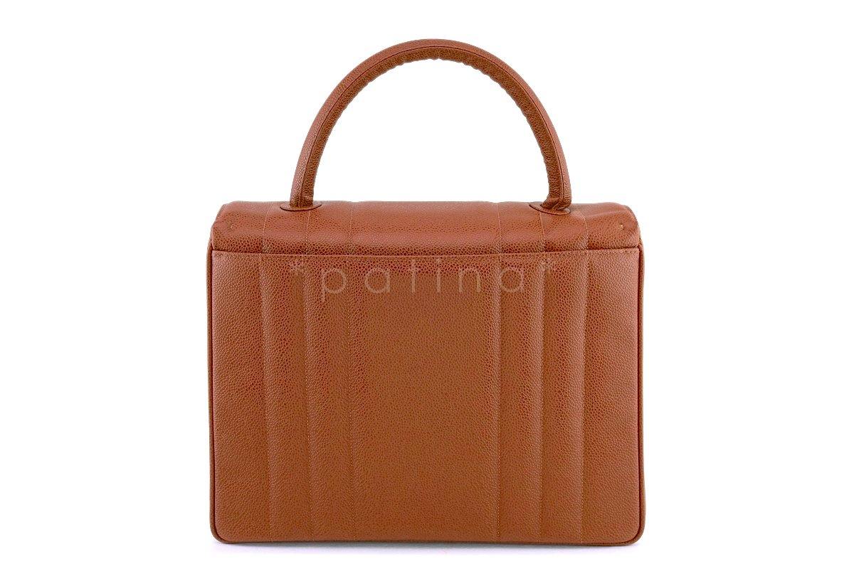 Chanel Vintage Camel Beige-Brown Mademoiselle Caviar Kelly Bag 24k GHW - Image 4