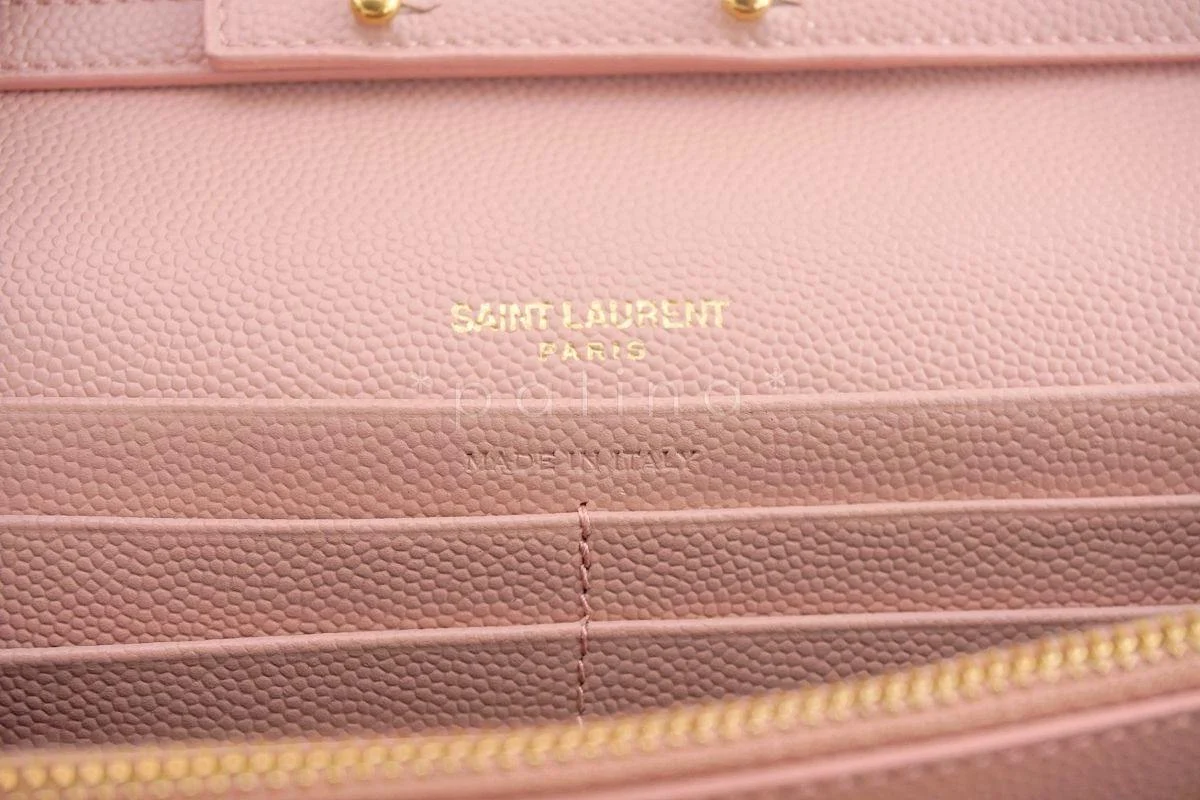 YSL Saint Laurent Nude Pink Powder Beige Grain de Poudre Wallet on Chain WOC Bag SHW - Image 10