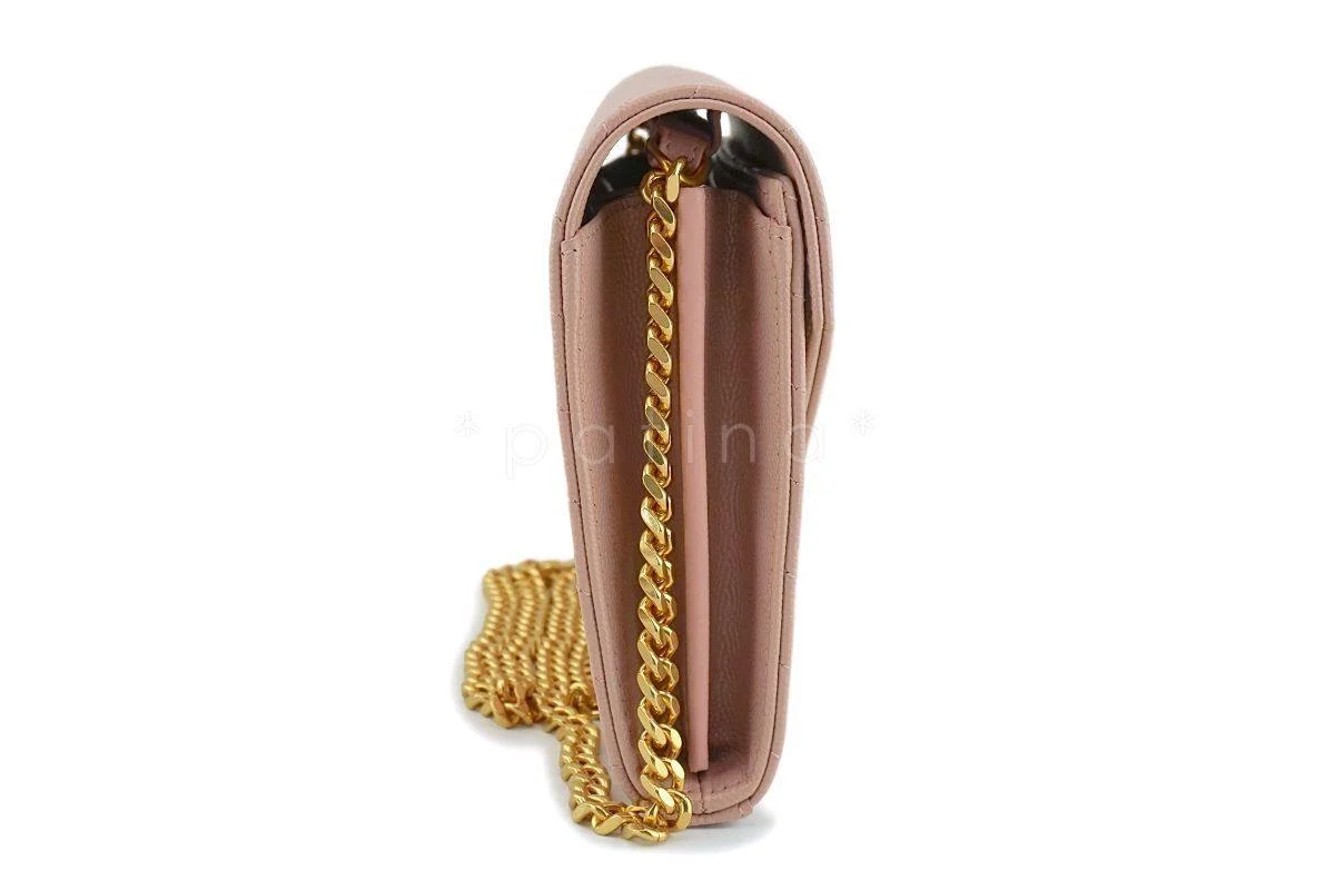YSL Saint Laurent Nude Pink Powder Beige Grain de Poudre Wallet on Chain WOC Bag SHW - Image 4