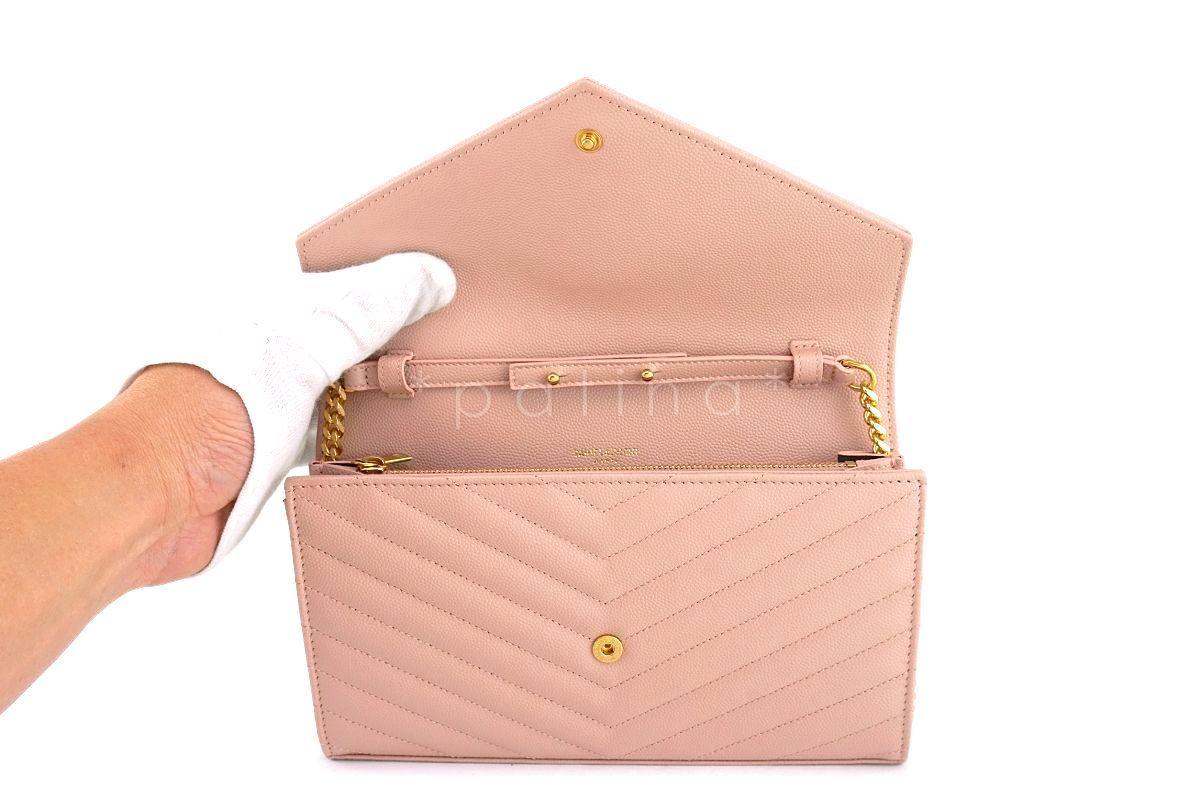 YSL Saint Laurent Nude Pink Powder Beige Grain de Poudre Wallet on Chain WOC Bag SHW - Image 8